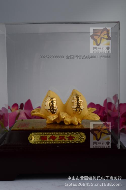 黄金千足金寿桃F016 高端家居饰品的尊贵之选